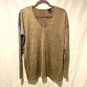 Club Monaco Long sleeve gold shimmer top